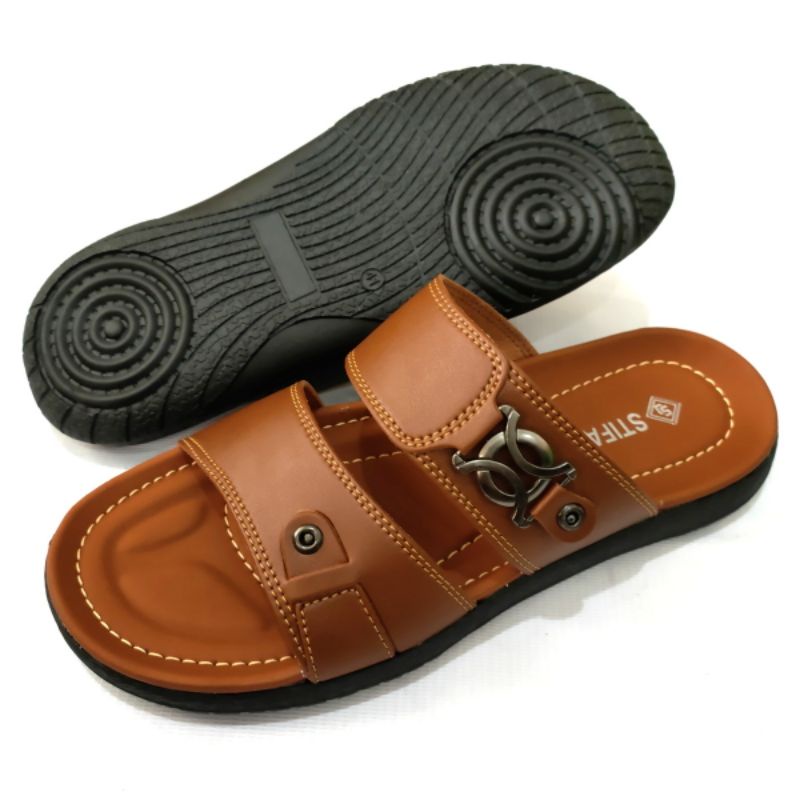 Sandal pria terbaru STIFANO KC 01, 02, 03 kulit sintetis + acesories premium