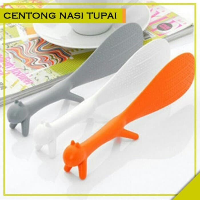 Sendok nasi rice cooker berbentuk tupai centong nasi bubur makan dapur