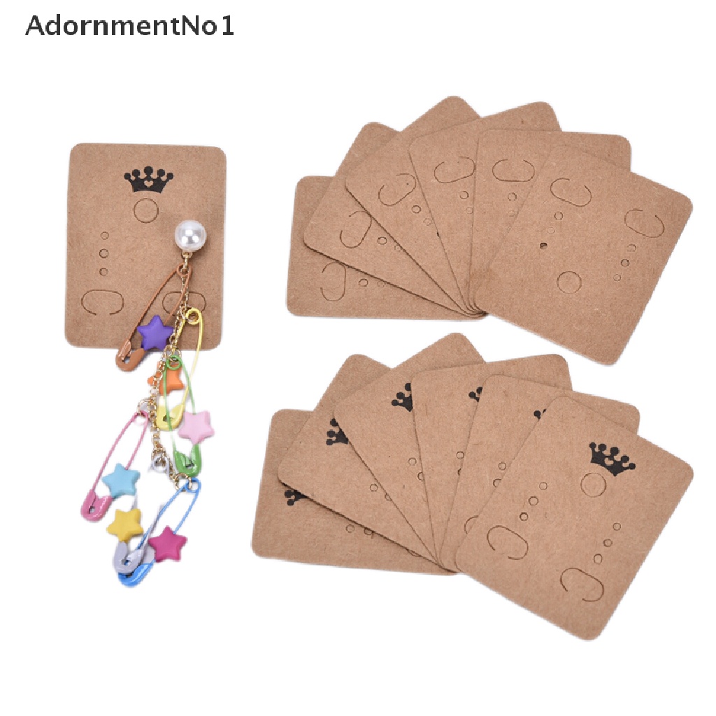 (AdornmentNo1) 100pcs / Set Kartu Label Tag Bentuk Mahkota Bahan Kertas Kraft Untuk Anting Tusuk