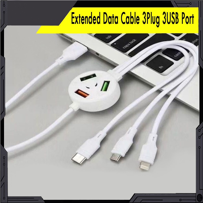 kabel data extended fast charging + USB 3.1A 6in1 micro type c iphone