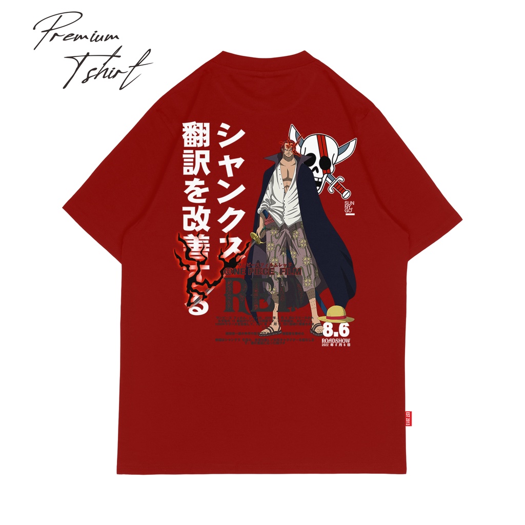 SUNNYGO BAJU KAOS ONE PIECE FILM RED AKAGAMI NO SHANKS MAROON | TSHIRT ANIME ONE PIECE SHANKS PRIA W