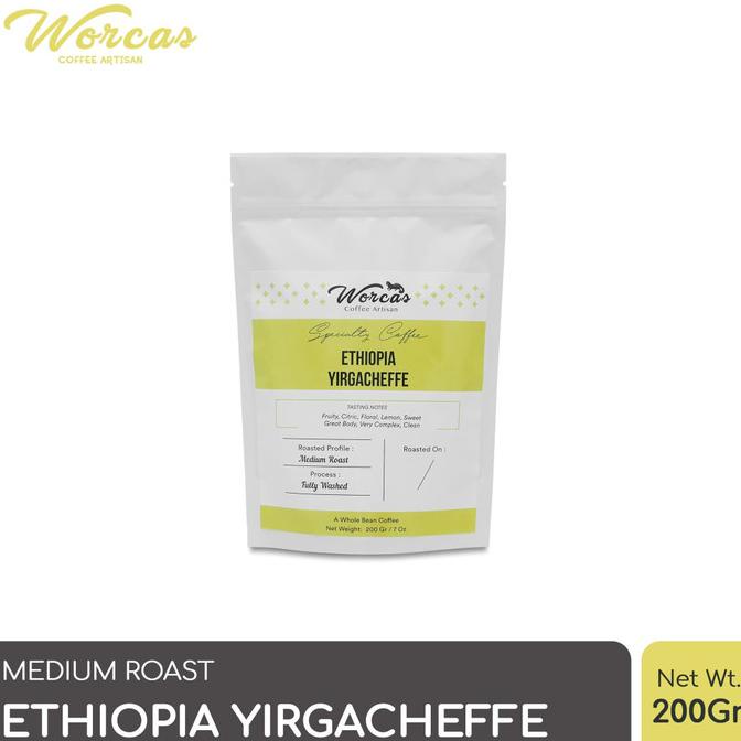 

WORCAS Arabica Ethiopia Yirgacheffe 200gr - Medium Roasted Coffee