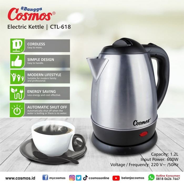 COSMOS CTL-618 Electric Kettle 1.2 Liter