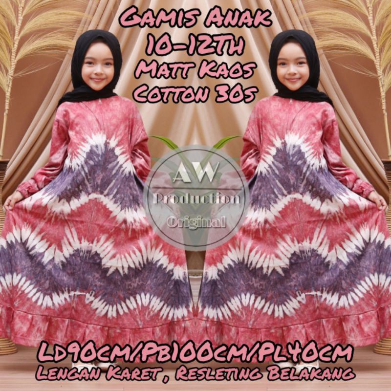 Daster Anak Perempuan Lengan Panjang 7-12th Resleting Belakang Matt Kaos Adem Klok Rempel Motif Pelangi Termurah Kekinian