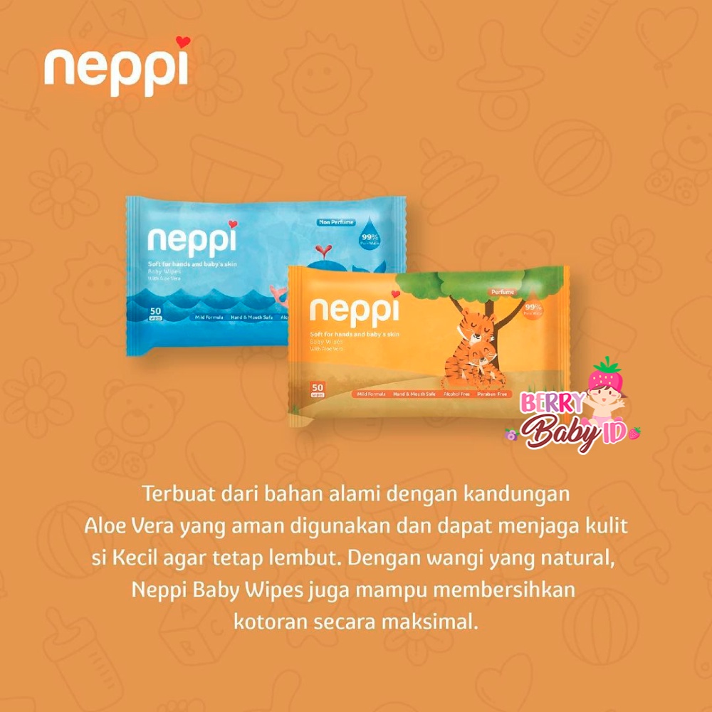 Neppi Beli 1 Gratis 1 Baby Wipes 50 Sheet Tisu Basah Neppi Non Alkohol Berry Mart