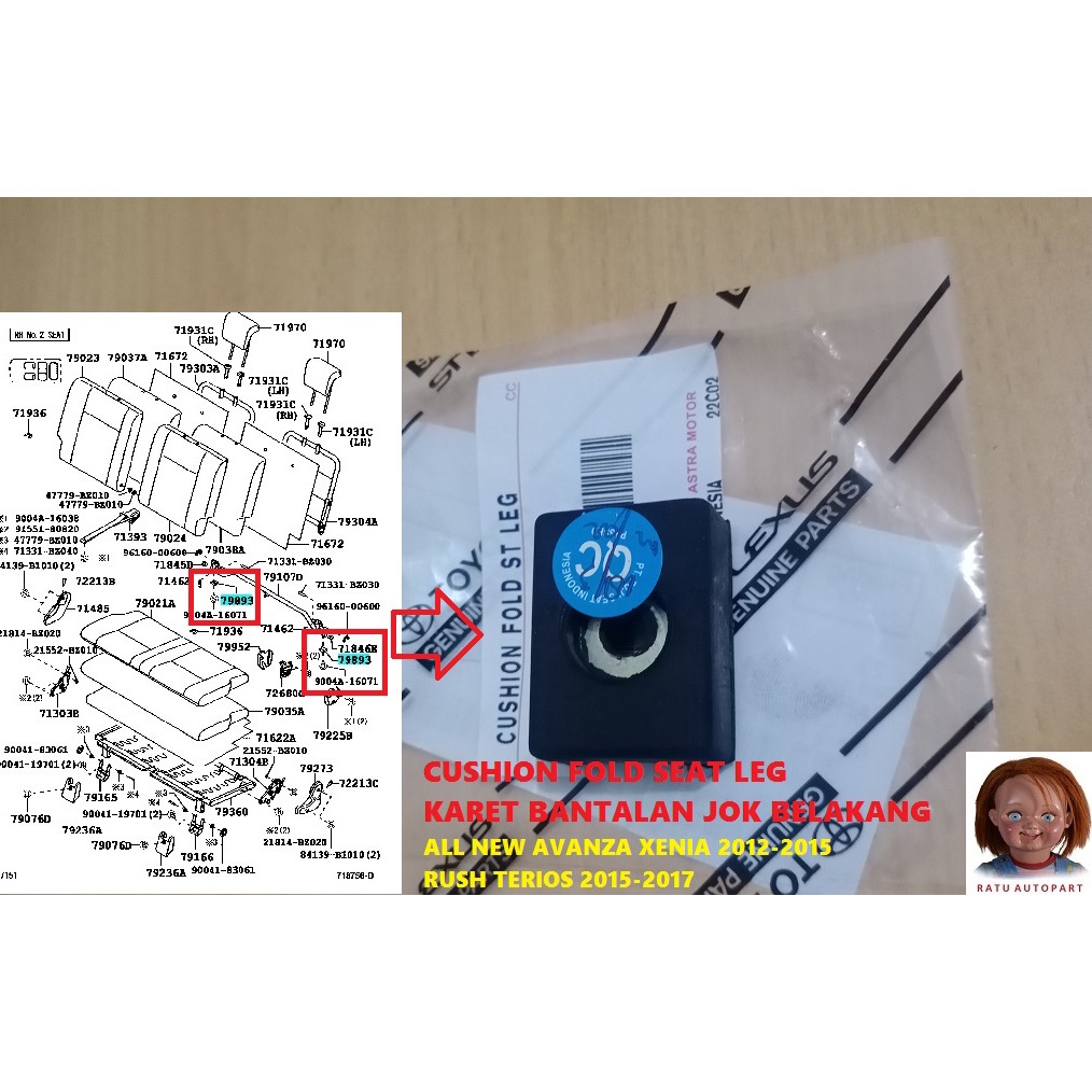 KARET BANTAL JOK BANGKU BELAKANG ALL NEW XENIA AVANZA RUSH TERIOS