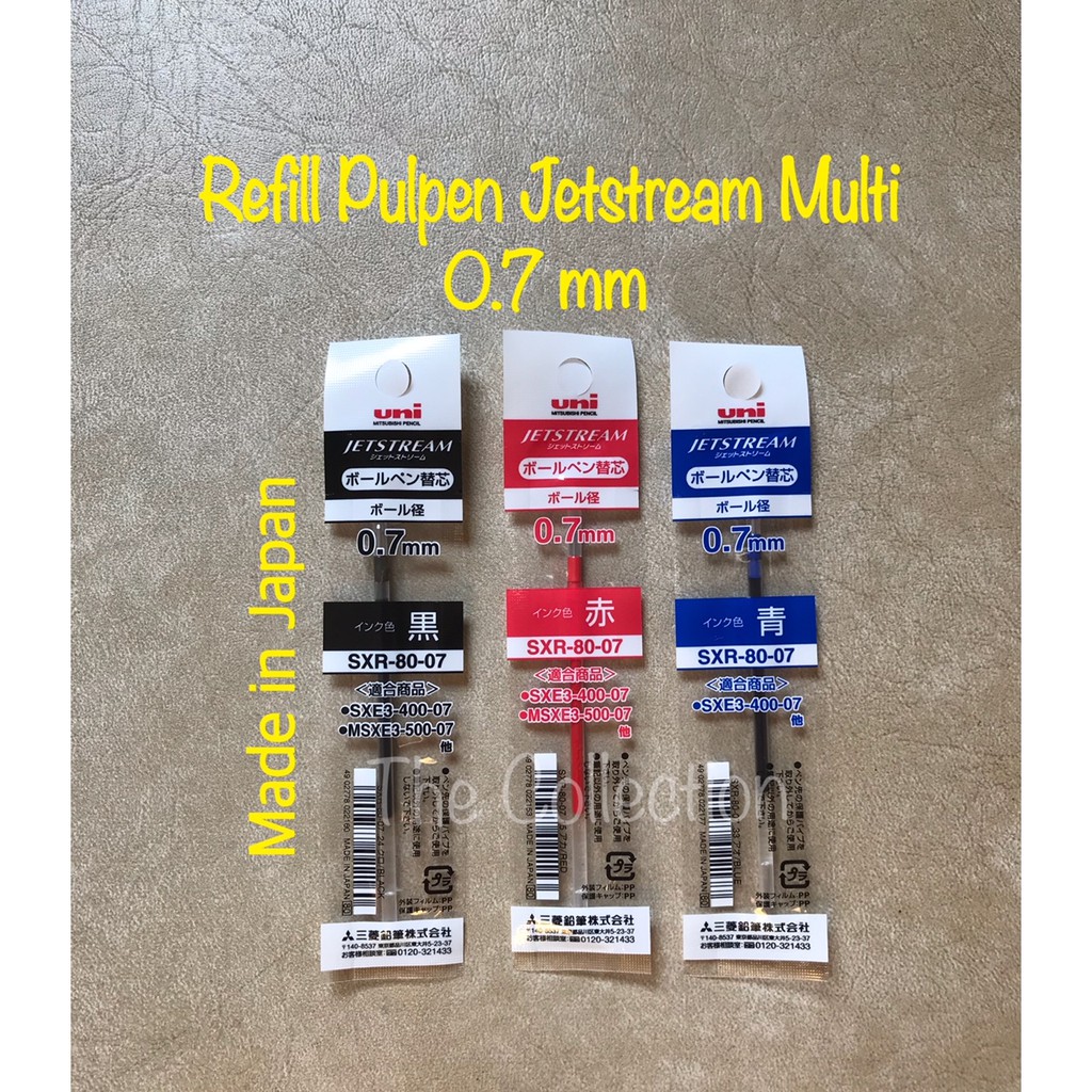 

REFILL 0.7mm Jetstream SXR 80 07 Multi Pulpen Mitsubishi Uni isi ulang pena pen bolpoint SXR-80-07 hitam biru merah hijau black blue green red ATK0590UN
