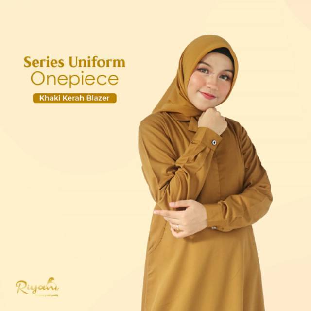 RIYANI GAMIS SERAGAM PEMDA KHAKI WASKAT DINAS KANTOR PDH MODEL ONE PIECE