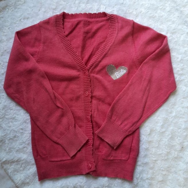 cardigan anak perempuan preloved 6 7 tahun barbie pink wol luaran jaket wol sweater hangat coat musim dingin lengan panjang