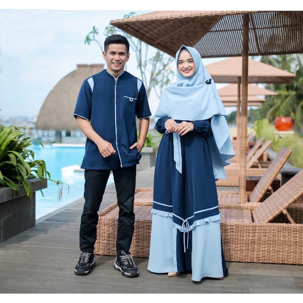 Couple Ajola + Bergo - Couple Muslim Terbaru - Baju Gamis &amp; Koko - Pakaian Muslim Terbaru