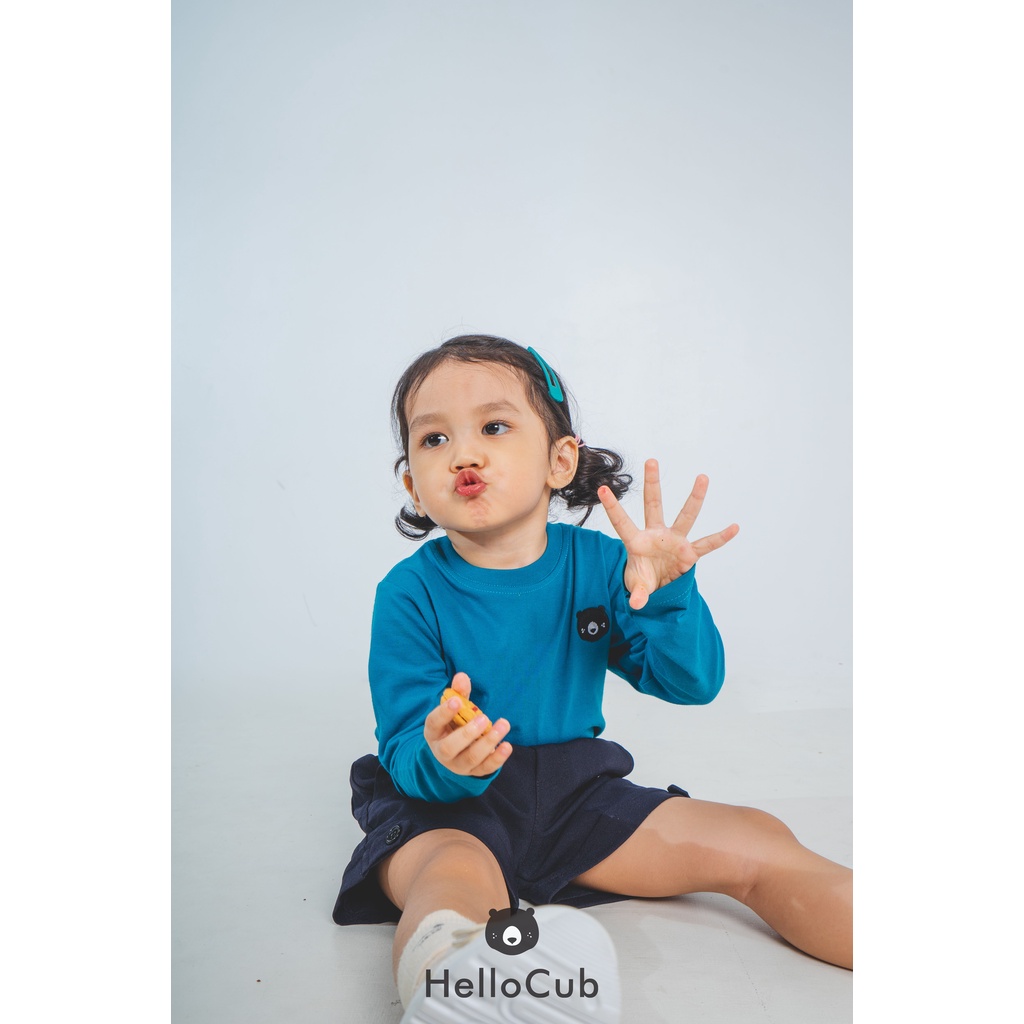 Unisex Kaos Polos/Kaos Basic Anak Lengan Panjang Cotton Combed 30s Biru Tosca 3/4/5/6 Tahun