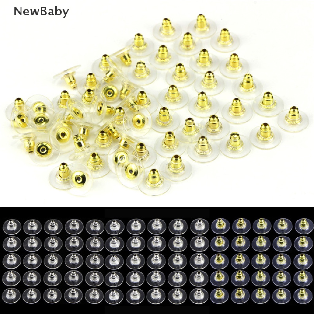 NewBaby 60Pcs/Set Silver Golden Piercing Earnuts Earring Backs Stoppers Findings Jewelry ID