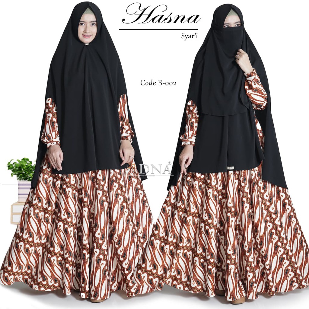 Gamis Batik Couple Hasna Syari ori DNA Clothing parang lurik lebar chlorida HQ promo murah baru
