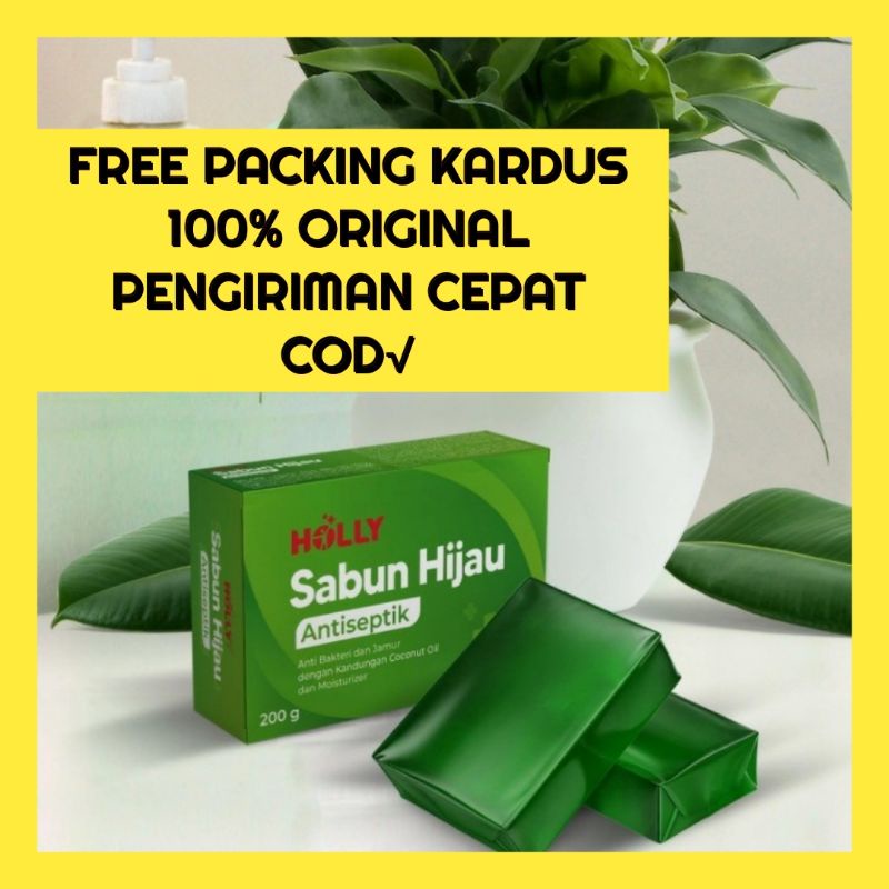 SABUN HIJAU HOLLY ANTISEPTIK ORIGINAL KEMASAN BATANG / SABUN HIJAU JERAWAT / SABUN HIJAU GATAL / SAB