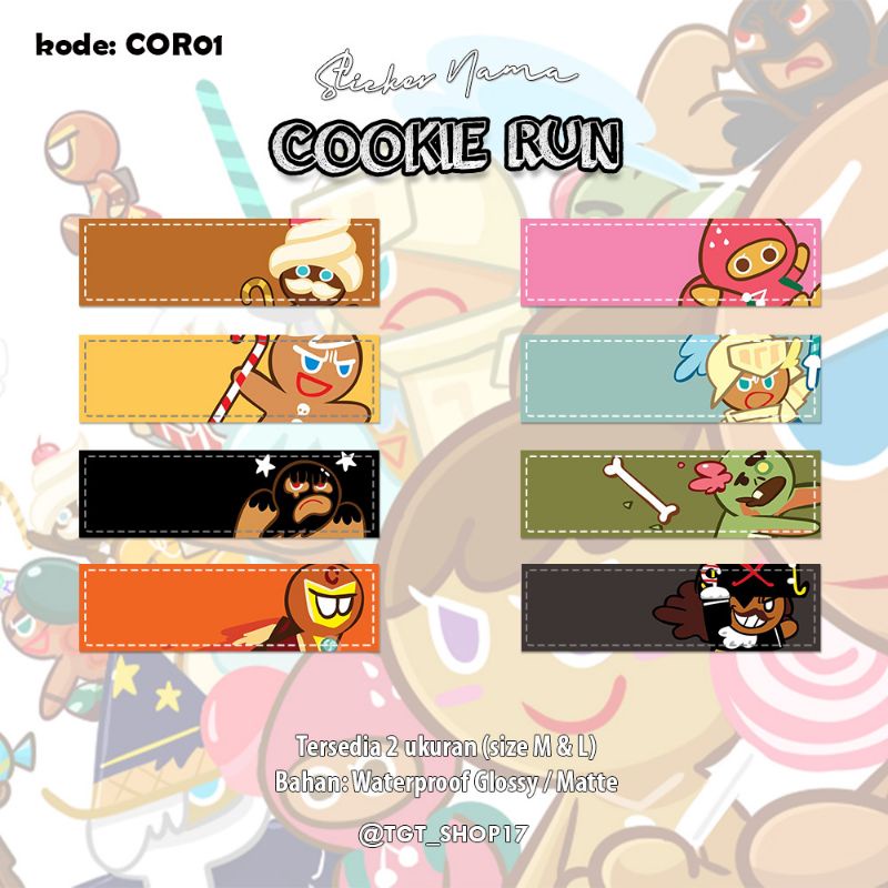 

Sticker Label Nama Cookie Run Line bahan waterproof identitas alat tulis anak