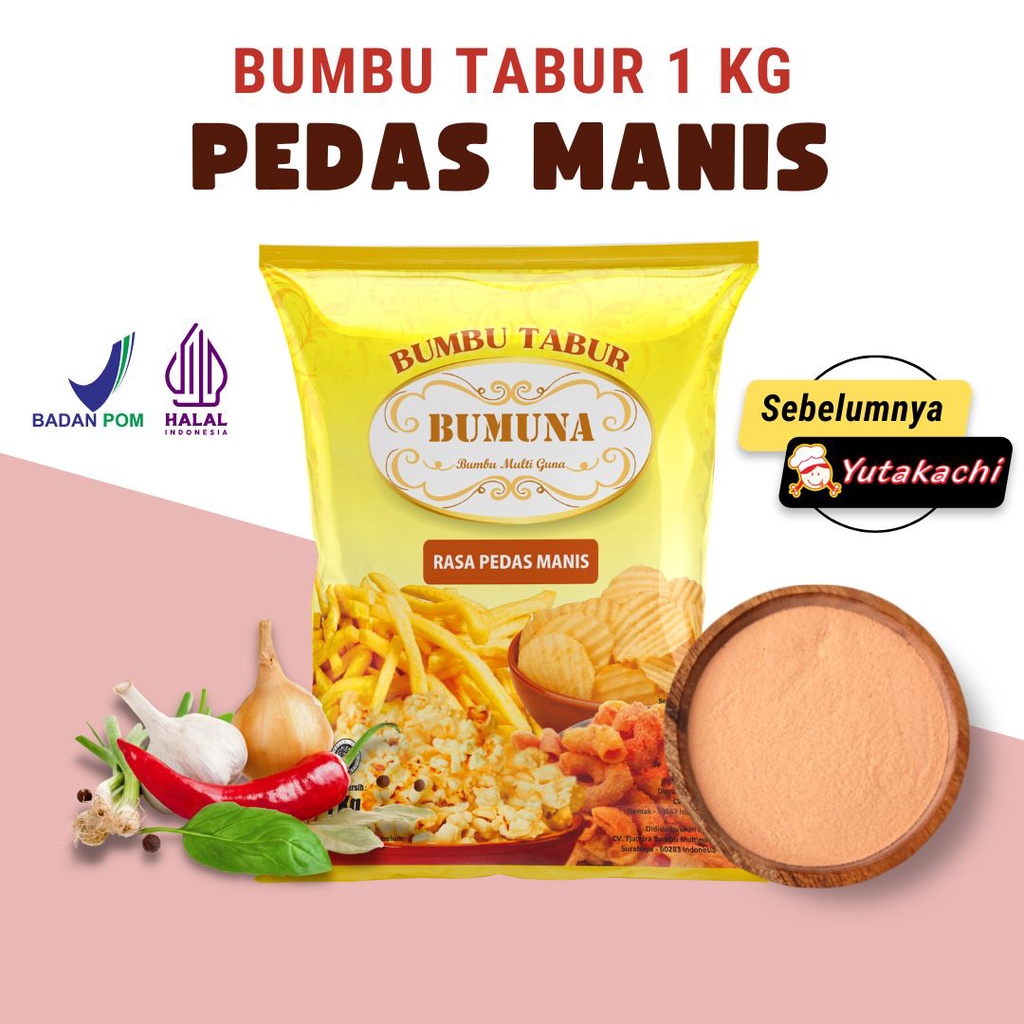 Bumbu Tabur Pedas Manis 1Kg / Premium Bubuk Tabur Bumbu Keripik Kentang Lidi Ayam Makaroni Jamur Tahu Penyedap Rasa 1 kg Pusat Bumbu