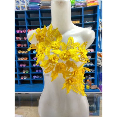 Bordir Rosee 11 Bunga Yellow   Kebaya   Bunga Bordir   Bordir Kebaya Pesta   Payet   Bordir Kebaya