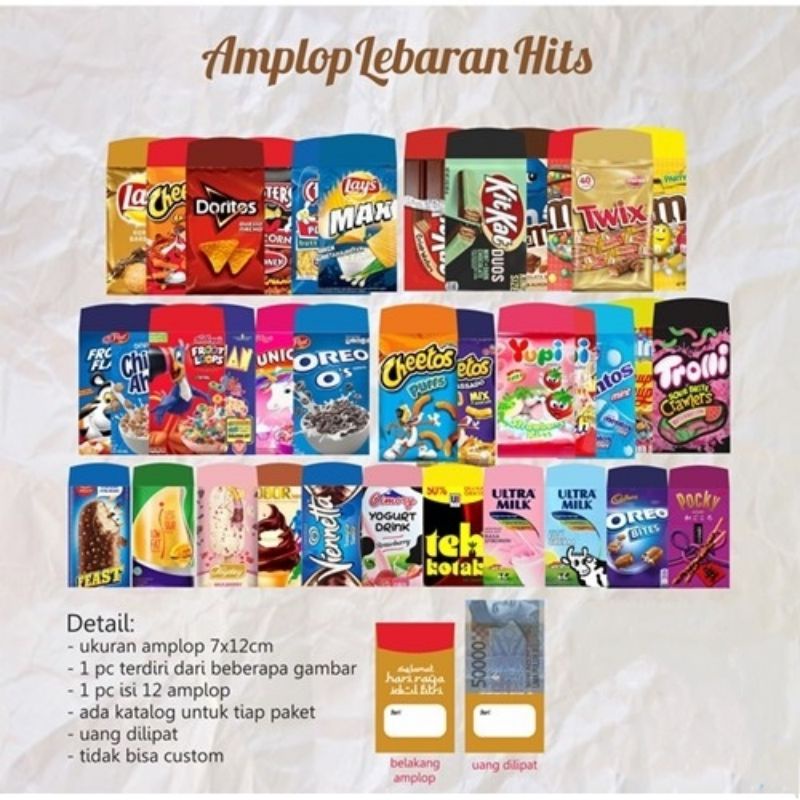 

AMPLOP serbaguna gambar lucu motif snack/ minuman/angpau ampau cute