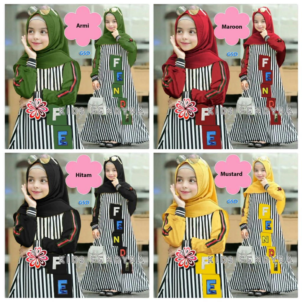 Hijab fendyra/gamis anak/hijab maxi anak/terusan maxi anak/terusan syari anak/terusan muslim anak