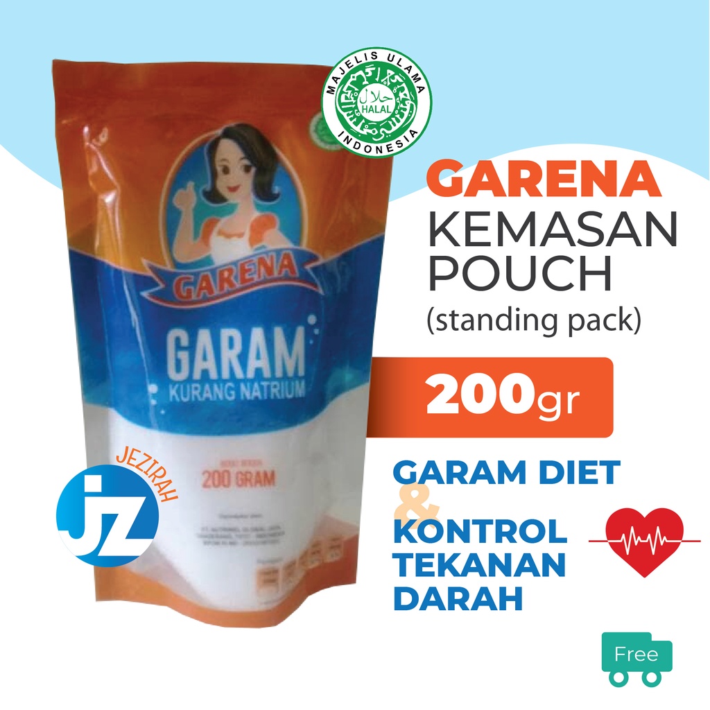 

Garam Garena 200gr -Garam Rendah kurang Natrium- untuk diet & kontrol hipertensi (mirip Lososa)