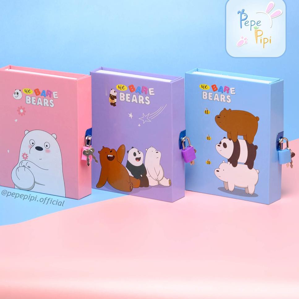

[KODE J1077] Buku Diary WBB We Bare Bear Note Book Dengan Kunci Gembok Tebal