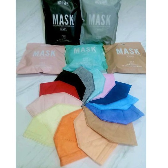 MASKER KN95 MOUSON 5 PLY TALI SEWARNA ORIGINAL WARNA IJIN KEMENKES