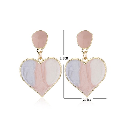 LRC Anting Tusuk Fashion Pink Love Oil Dripping Color Alloy Geometric Earrings A61085