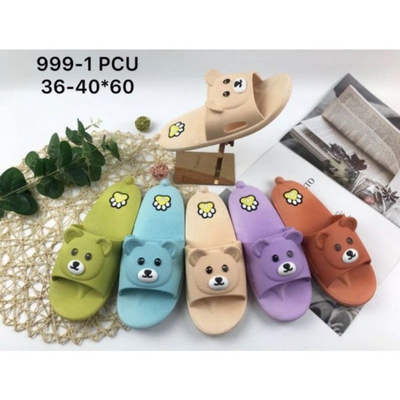 BALANCE SANDAL JELLY SLOP WANITA GAMBAR BEAR BERUANG 999-1