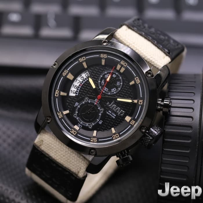 Jam Tangan Jeep Crono Aktif Tali Kanvas - Jam Tangan Pria Kanvas Super Mewah