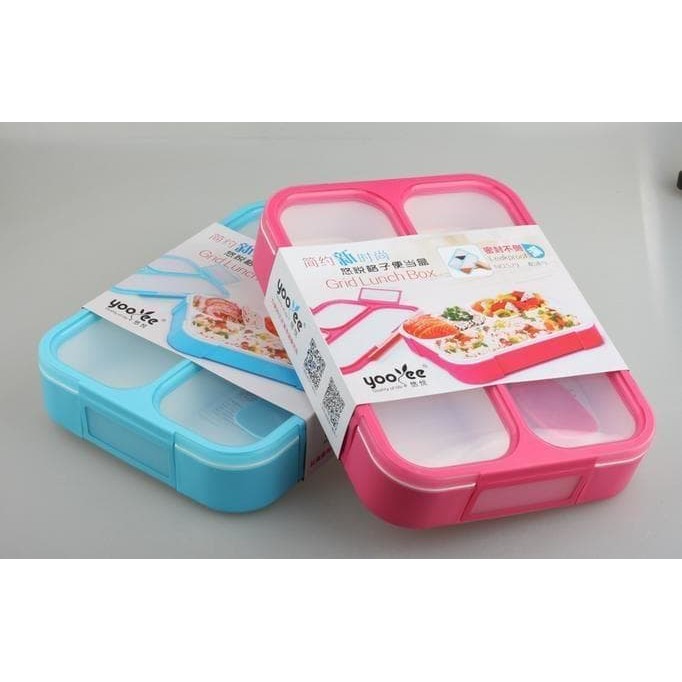 yooyee kotak makan grid lunch box 3 sekat anti bocor bpa free # 579
