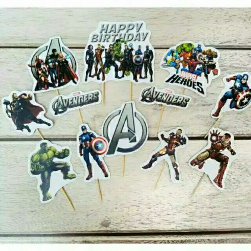 satu set topper toper cake hiasan kue ulang tahun karakter Avengers