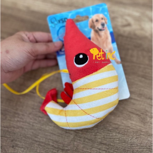 Ocean pet squeak toy prawn