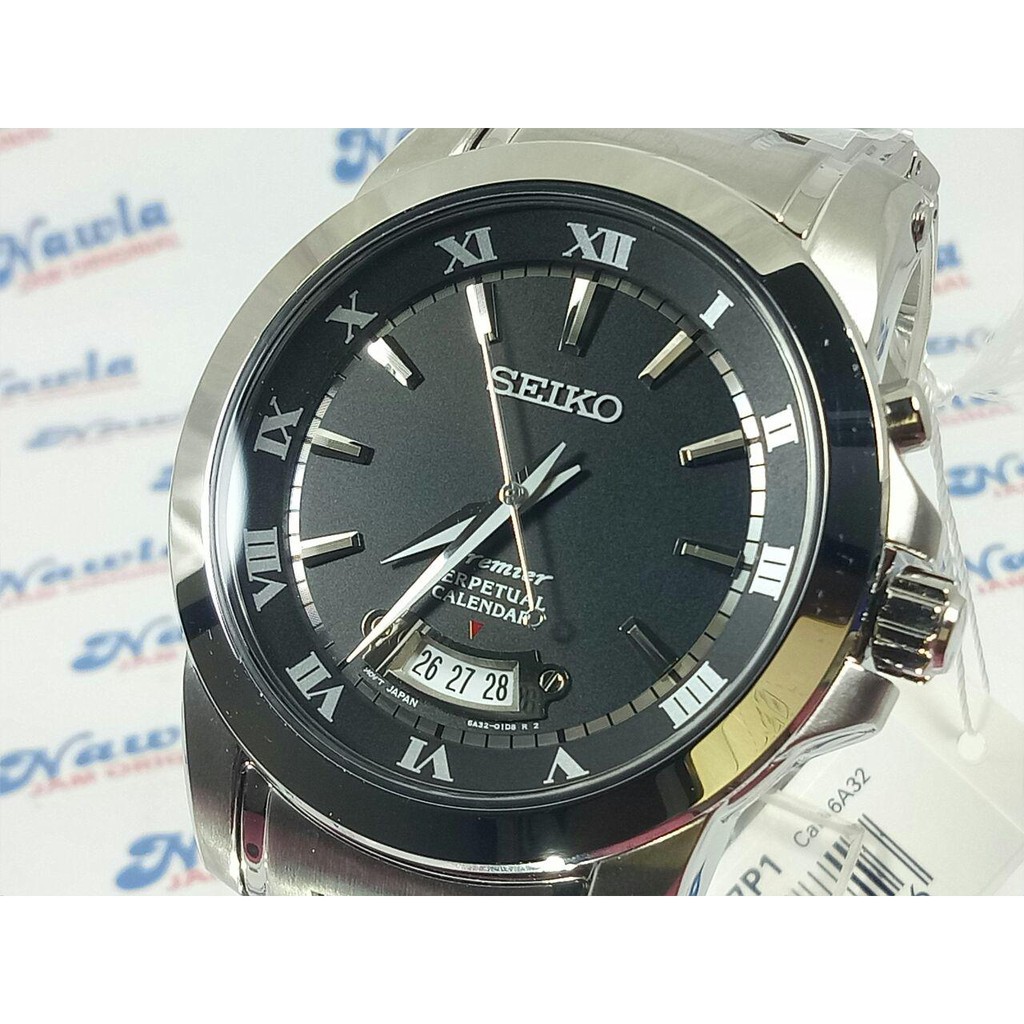 Seiko Premier SNQ147P1 Perpetual Calendar Black Dial | Jam Pria SNQ147