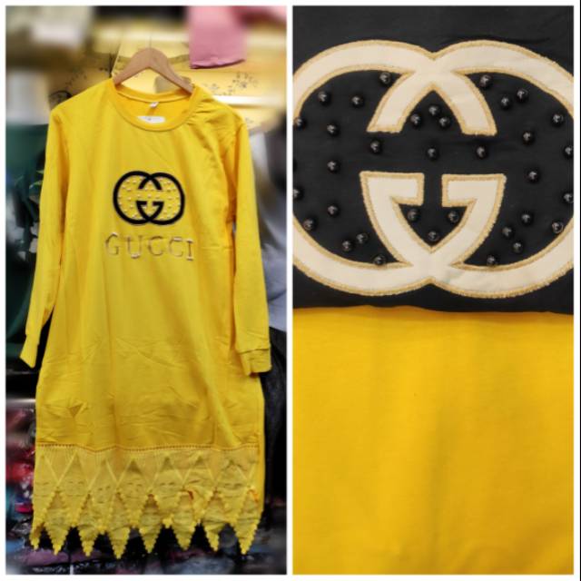 Long tunik kaos bordir aplikasi renda remaja wanita import