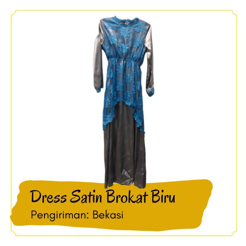 Preloved Dress Satin Brokat Biru Kebaya Rok Panjang Brokat Kondangan Second Murah