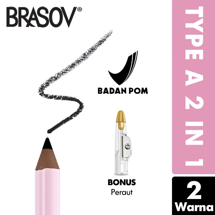 BRASOV Pensil Alis Type A + SERUTAN 2.9 GRAM Eyebrow Pencil Original Sharpener Rautan Ori