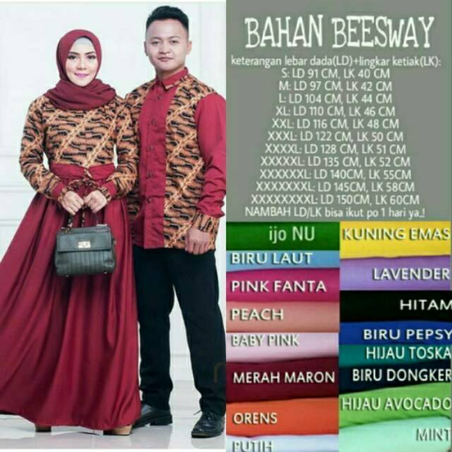 Couple batik sarimbit gamis suami istri jumbo Bigsize ld 150