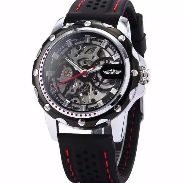 RECOMENDED JAM TANGAN PRIA MEKANIK AUTOMATIC WINNER SPORTY RANGKA SKELETON MEWAH