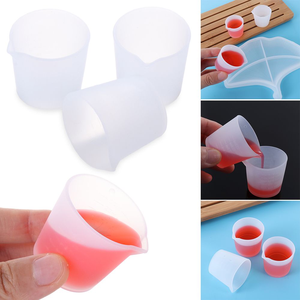 1 / 3 Pcs Gelas Ukur Bahan Silikon Reusable Ukuran 30ml Untuk Membuat Perhiasan