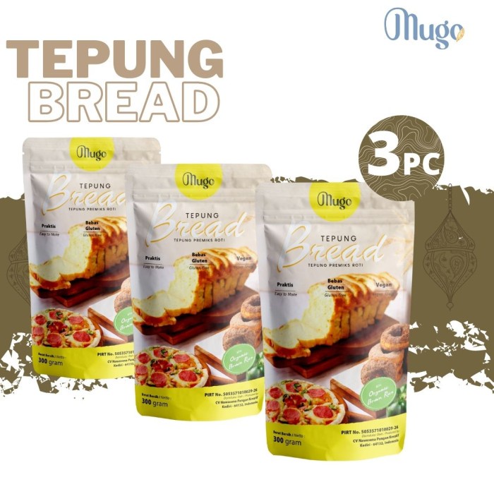 

PROMO [COD] Mugo Tepung Bread Gluten Free 300gr untuk (Bread, Pizza, Donut) [3PCS]