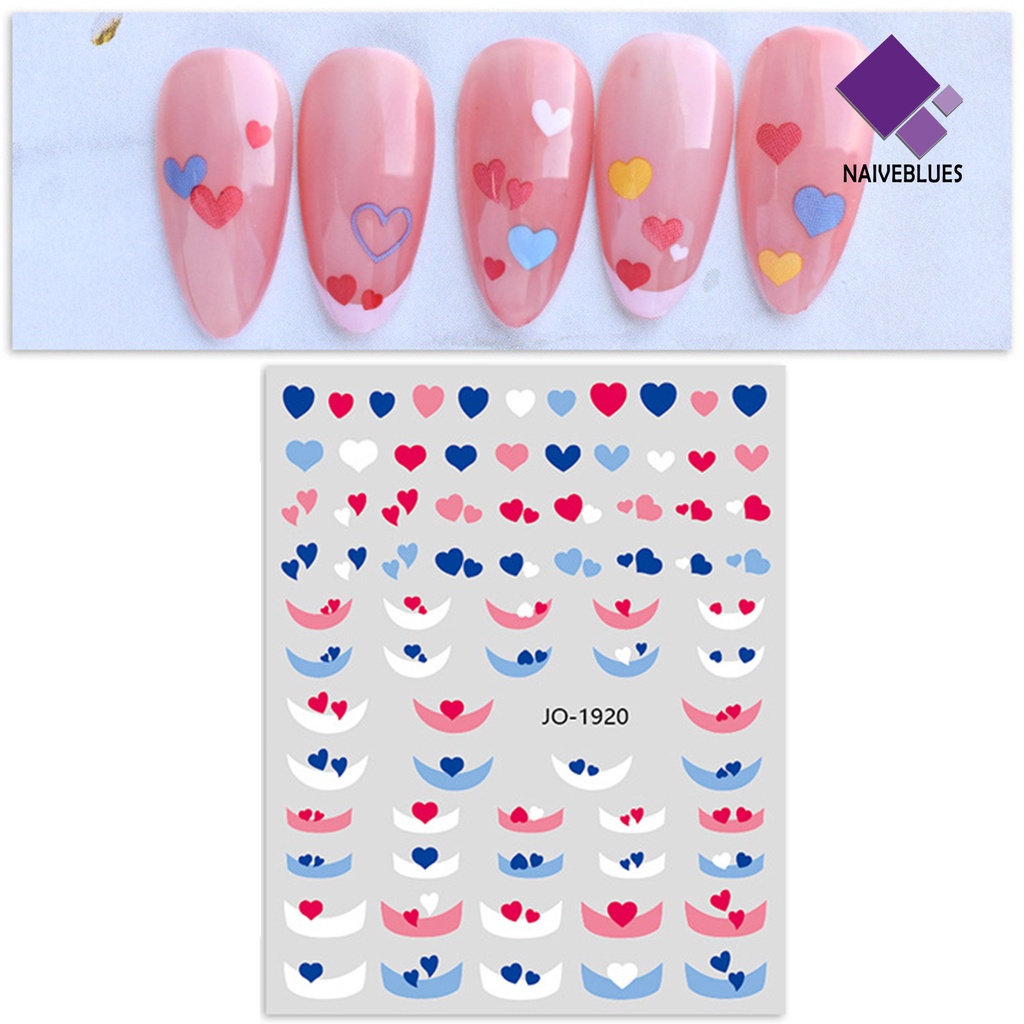 Naiveblue Stiker Kuku Motif Hati Tahan Air Untuk Nail Art DIY