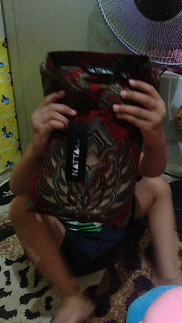 Couple Kemeja Batik Anak Lengan Panjang Baturaden Maroon By Nattaline