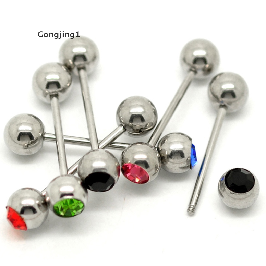 Gongjing1 5pcs / Lot Anting Tindik Lidah Bentuk Barbel Bahan Stainless Steel