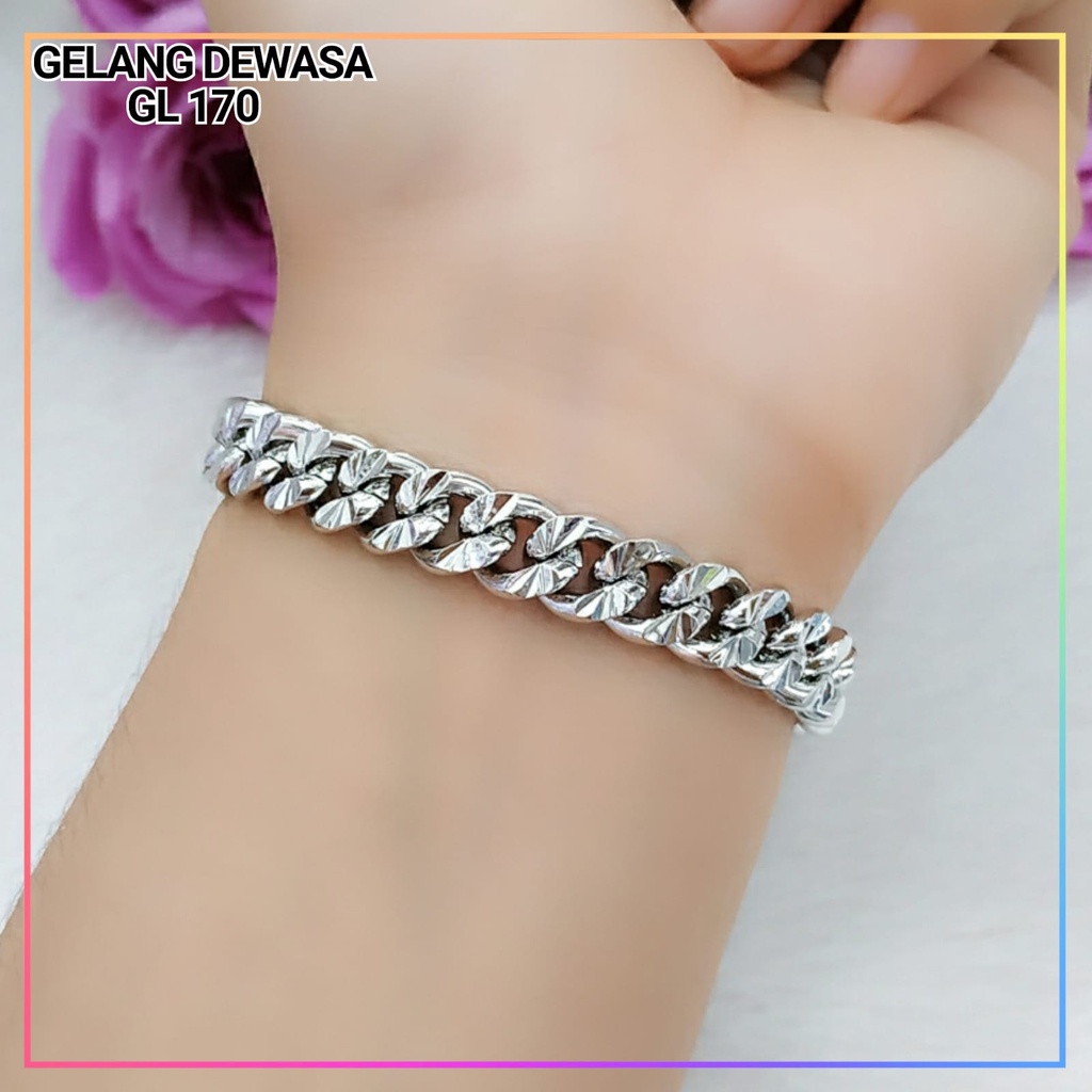 Gelang xuping gelang dewasa rantai polos silver elegan perhiasan lapis emas gold GL 170