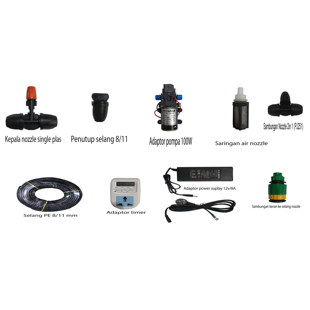 Set Sistem Penyiraman Kebun Otomatis Dengan Nozzel Sprayer 60W 40 Head