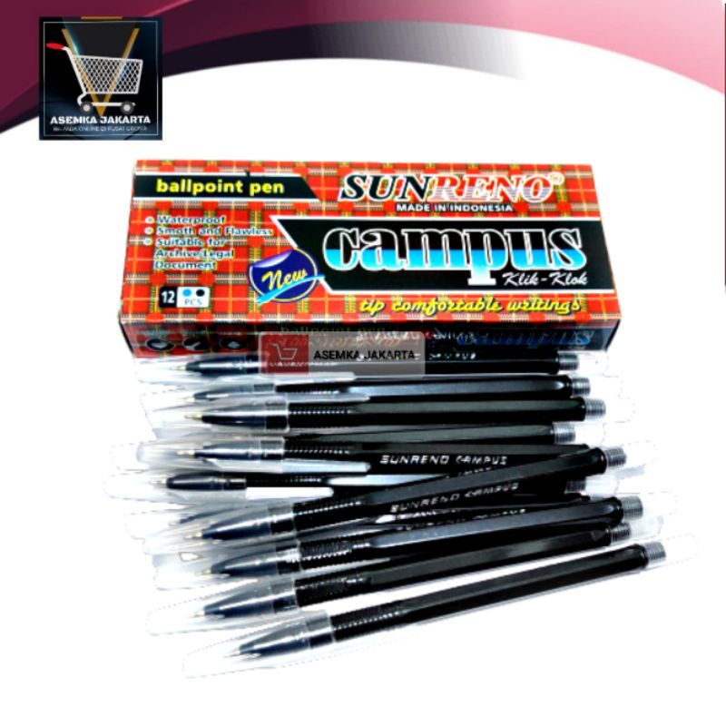

[AJ] Ballpoint Balpen bolpen SunReno Campus Grosir 12pcs