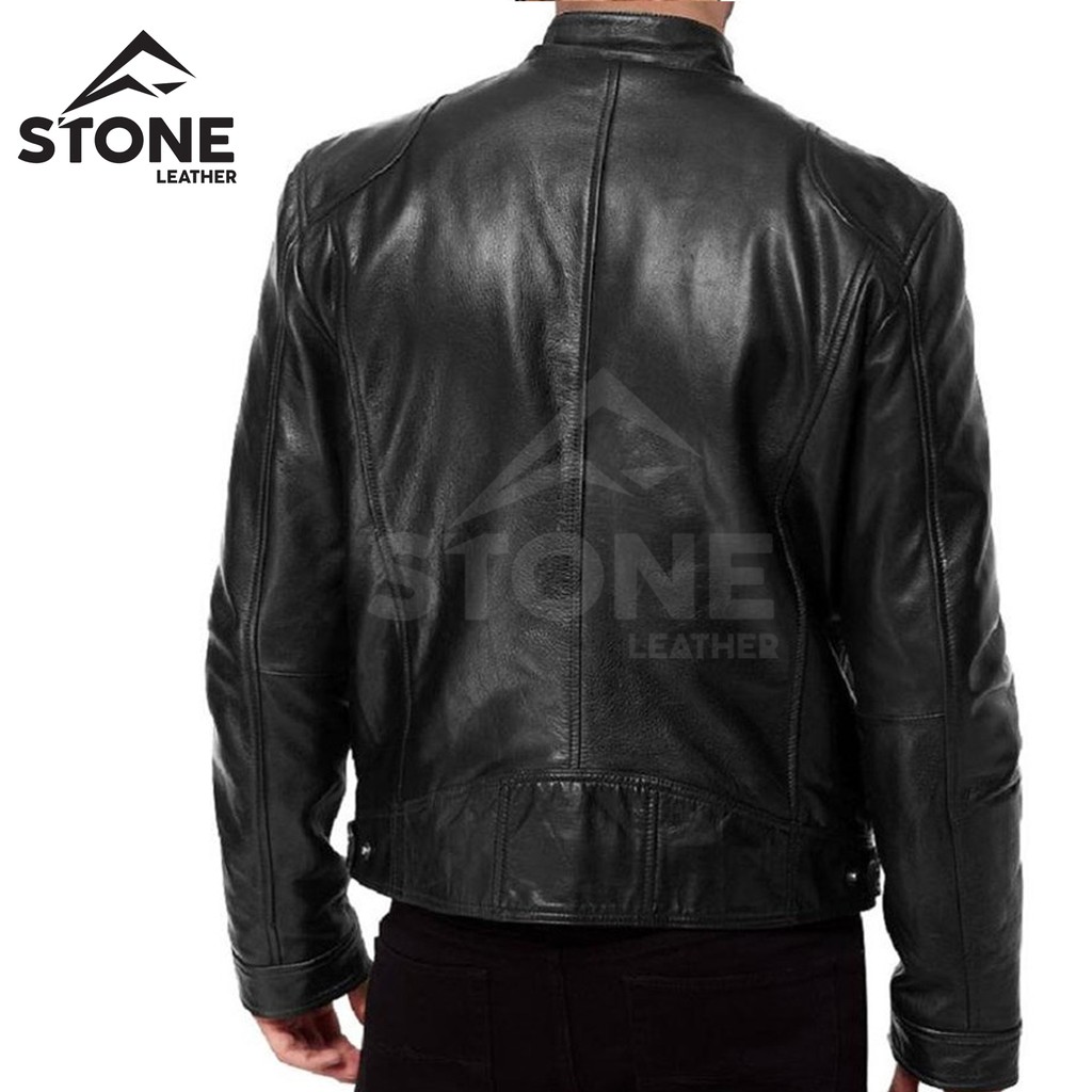 Jaket Riding Synthetic Leather - Hitam