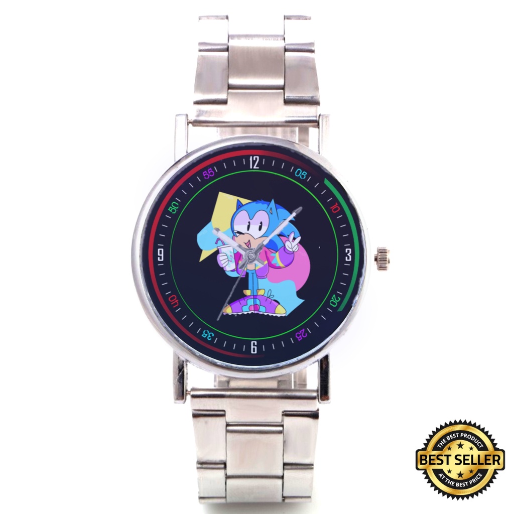 Jam Tangan Stainless Steel SONIC KARTUN Custom Keren Besi Rantai Murah Meriah Unik Viral Aesthetic K
