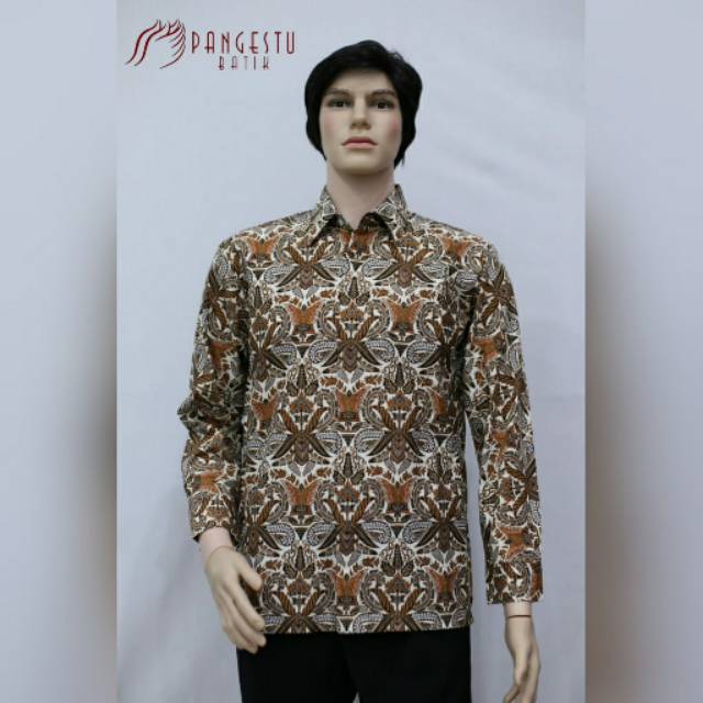 Kemeja Batik Pria Lengan Panjang Motif Kupu Kedhaton - Pangestu Batik