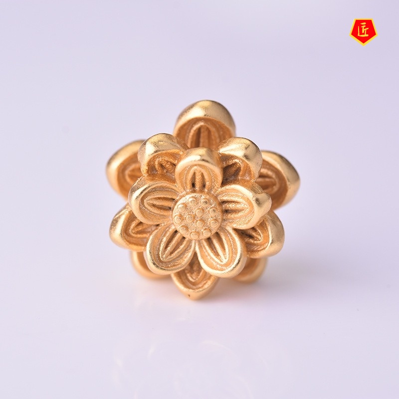 [Ready Stock]3D Golden Lotus Lucky Beads Bracelet Decorations